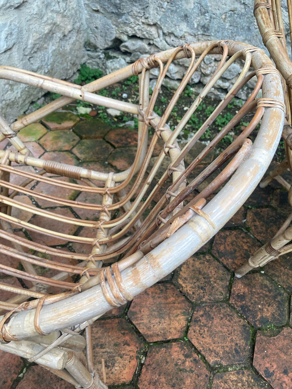 Pair of vintage rattan armchairs