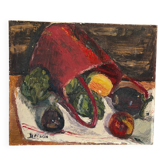 Return from the market, oil on canvas signed Perrin.