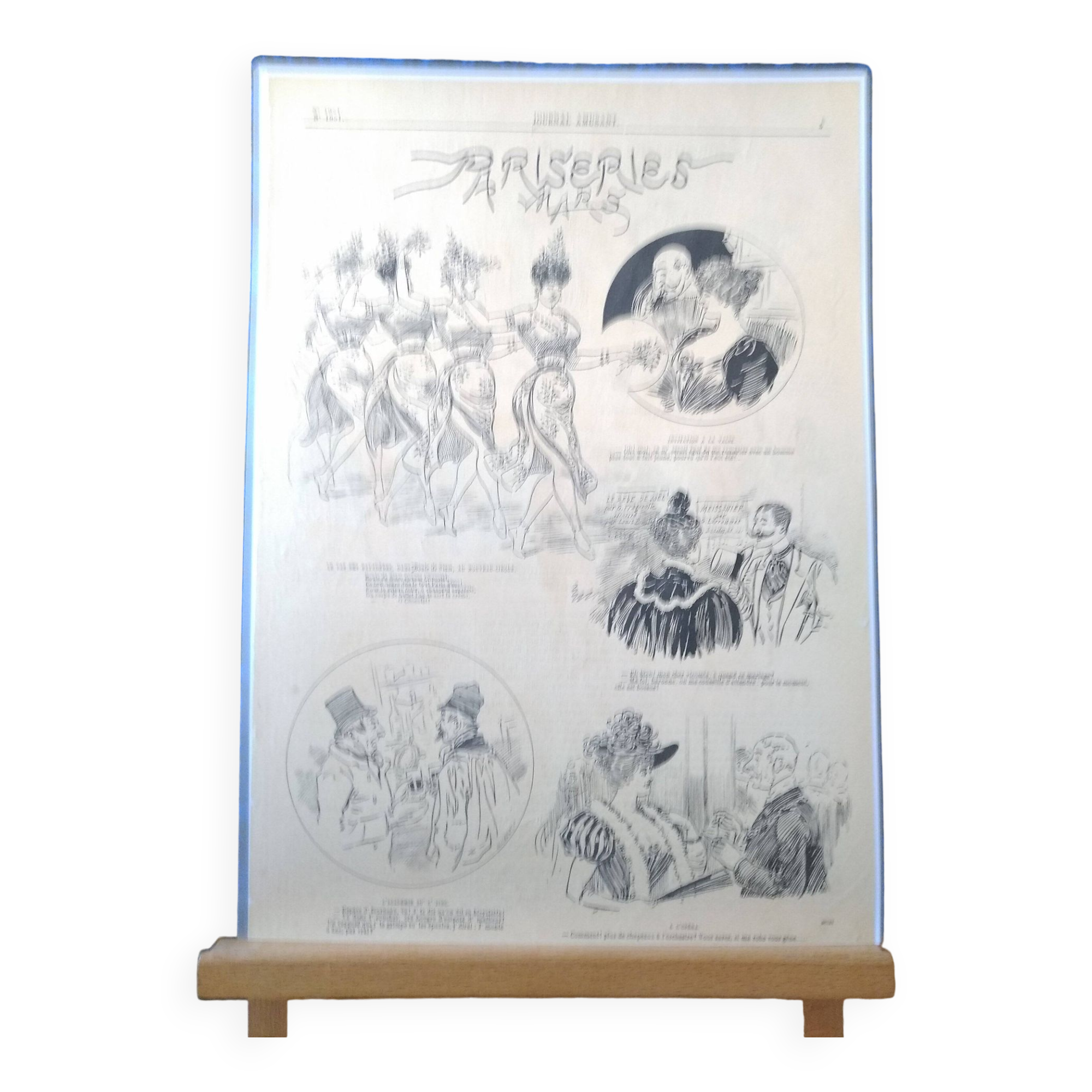 An illustration drawing sketch from period magazine Le Journal Amusant illustrator Mars