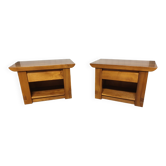 Pair of elm bedside tables Luigi Gorgoni 1980