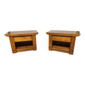 Pair of elm bedside tables Luigi Gorgoni 1980