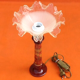 Lamp in marbled ceramic and polylobe glass lampshade