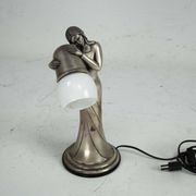 Silver Vermeil Figural Table Lamp with Opaline Glass. Italy 1960s