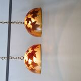 Italian design hanging lamps resin and leaves, 1970s 1980s