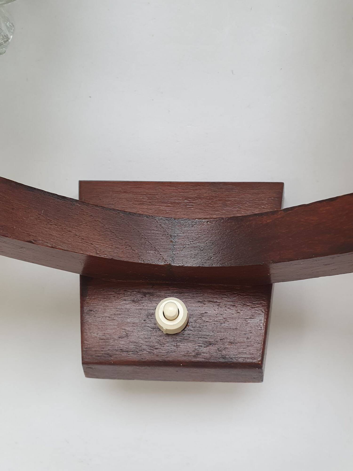 Large vintage wooden wall light with double lighting