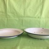 Set de 4 plats tole émaillée blanc