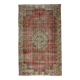 One-of-a-kind turkish handwoven vintage rug - rustic vintage charm 260x 158