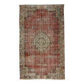 One-of-a-kind turkish handwoven vintage rug - rustic vintage charm 260x 158