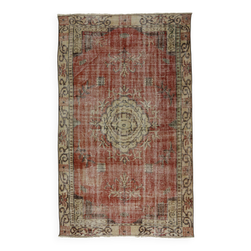 One-of-a-kind turkish handwoven vintage rug - rustic vintage charm 260x 158