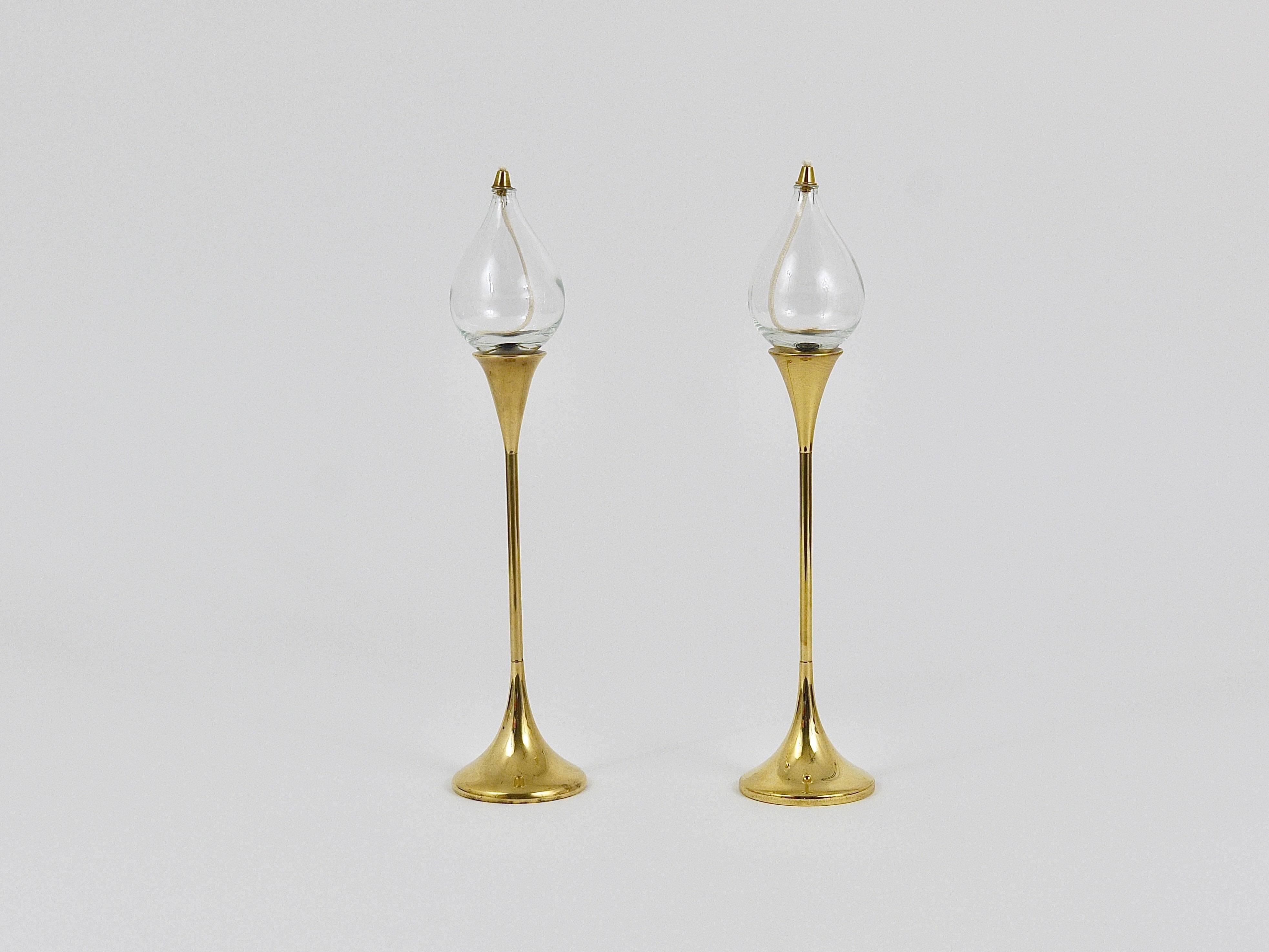 Deux grands porte-bougies à lampe à huile Freddie Andersen Midcentury, Danemark, années 1970