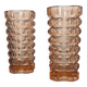 Paire de vase en verre moulé rose