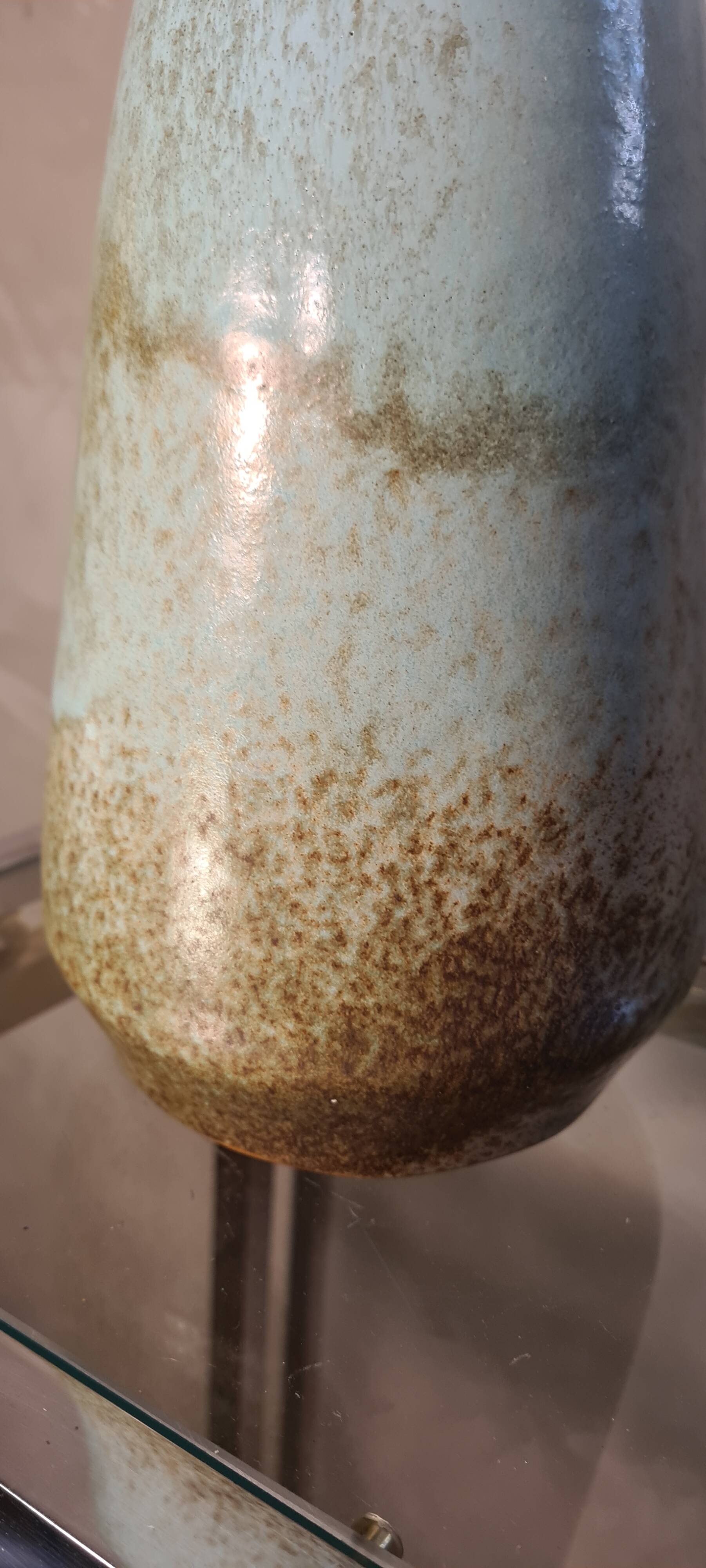 Glazed turquoise green ceramic lamp 48x20 1970