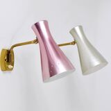 Pair of Articulated Conical Wall Lights in Stilnovo Style, Wall Lamps Italy, 1950s