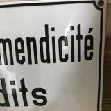 Enamelled plate peddling and begging prohibited