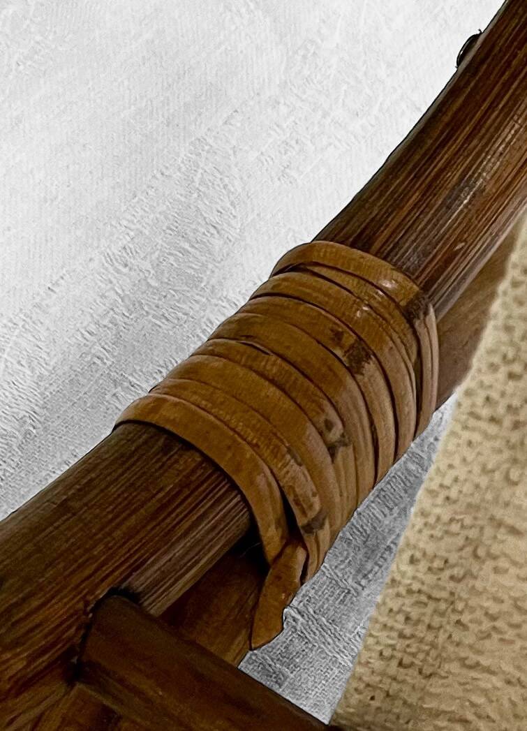 Vintage curved rattan magazine rack – 1960s