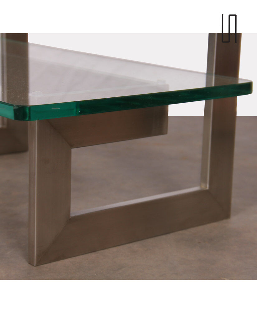 Vintage metal and glass console by Paul Legeard, 1970