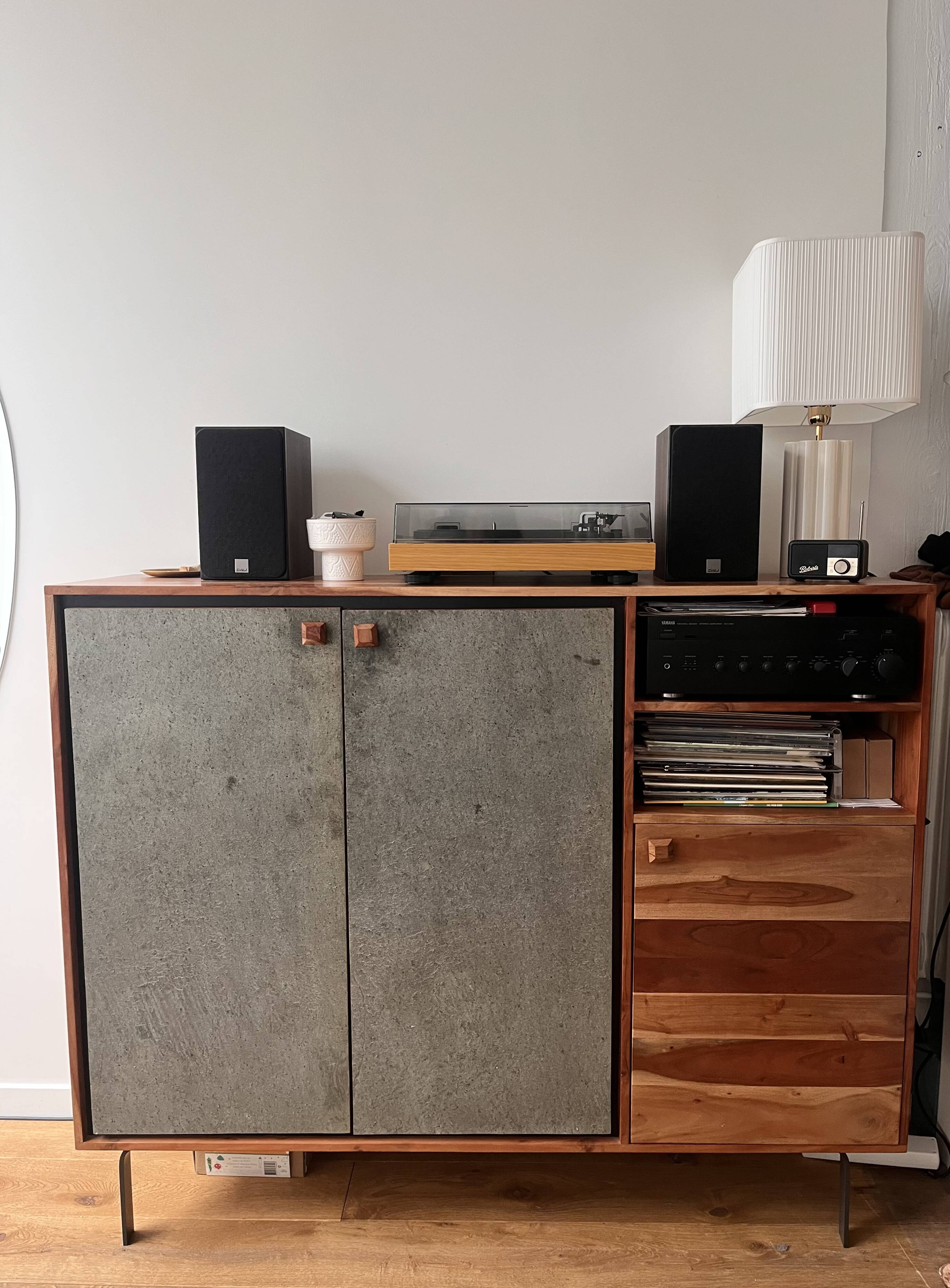 Acacia wood sideboard