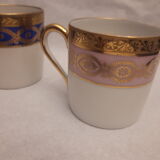 6 cups coffee mocha porcelain limoges Empire style golden frieze