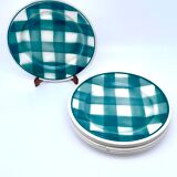 Vintage beige and green checkered service