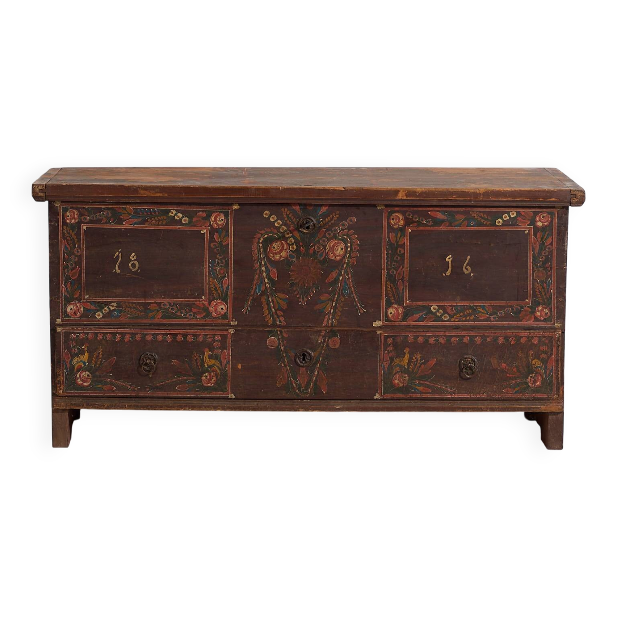 Antique polychrome chest of drawers with lower drawers (year 1896)