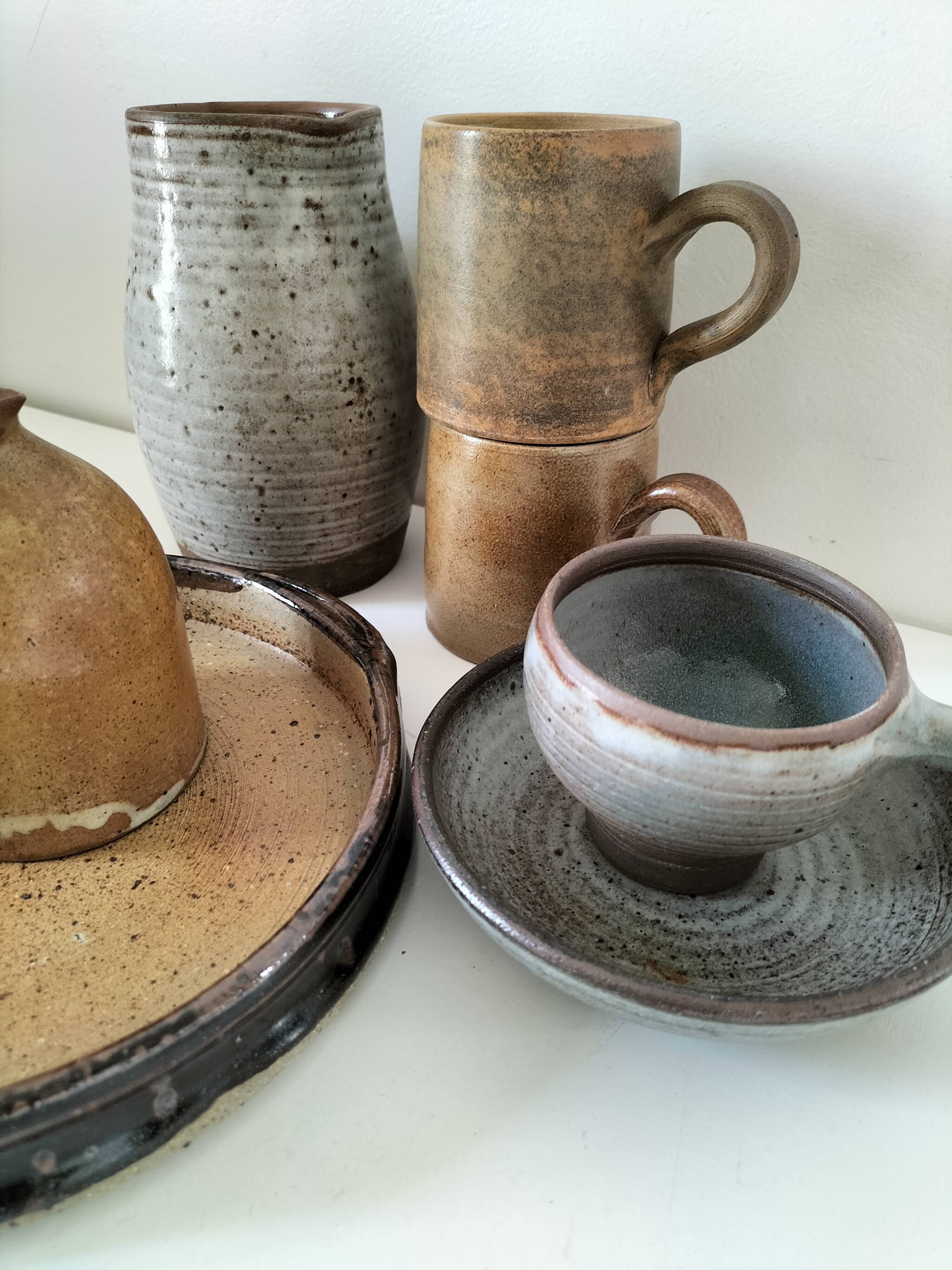 Stoneware service Puisaye – breakfast set - 7 pieces