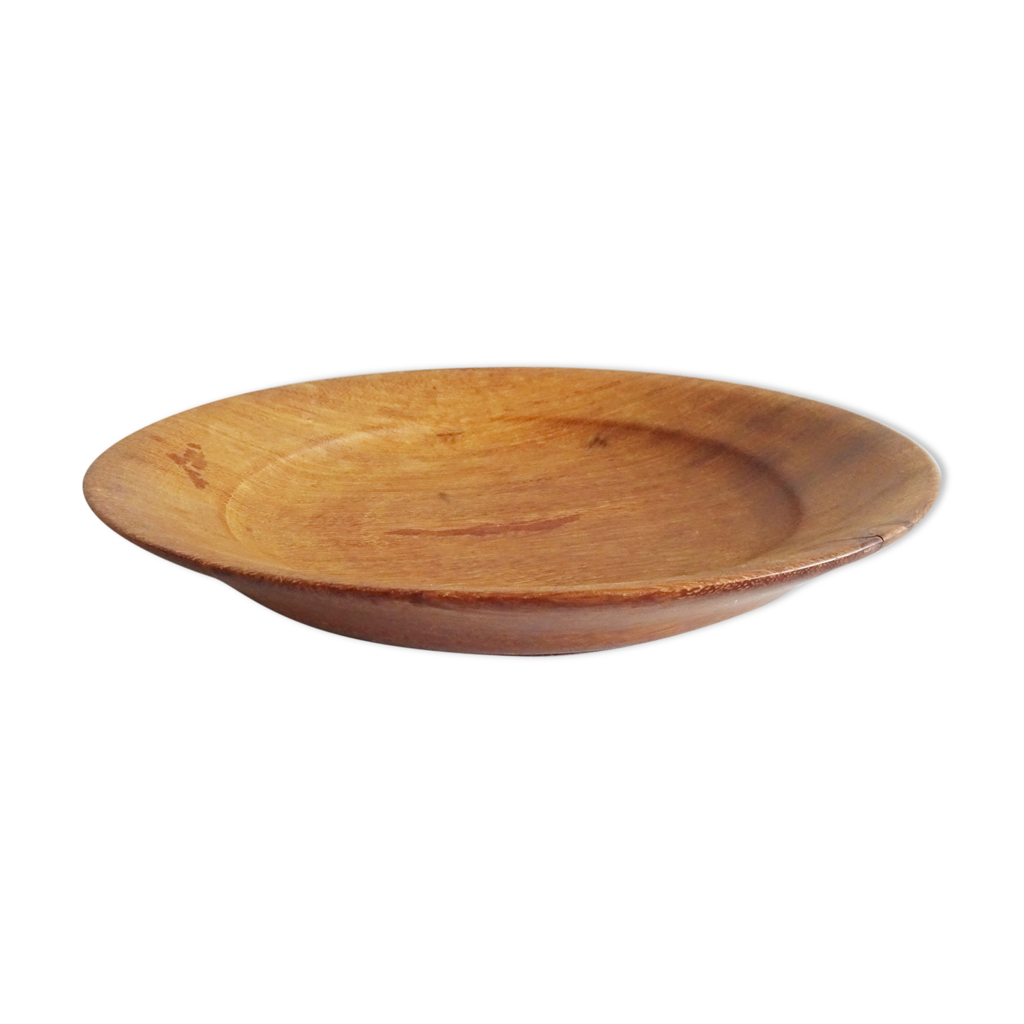 large teak plate, Danish teak bowl, diameter 32 cm