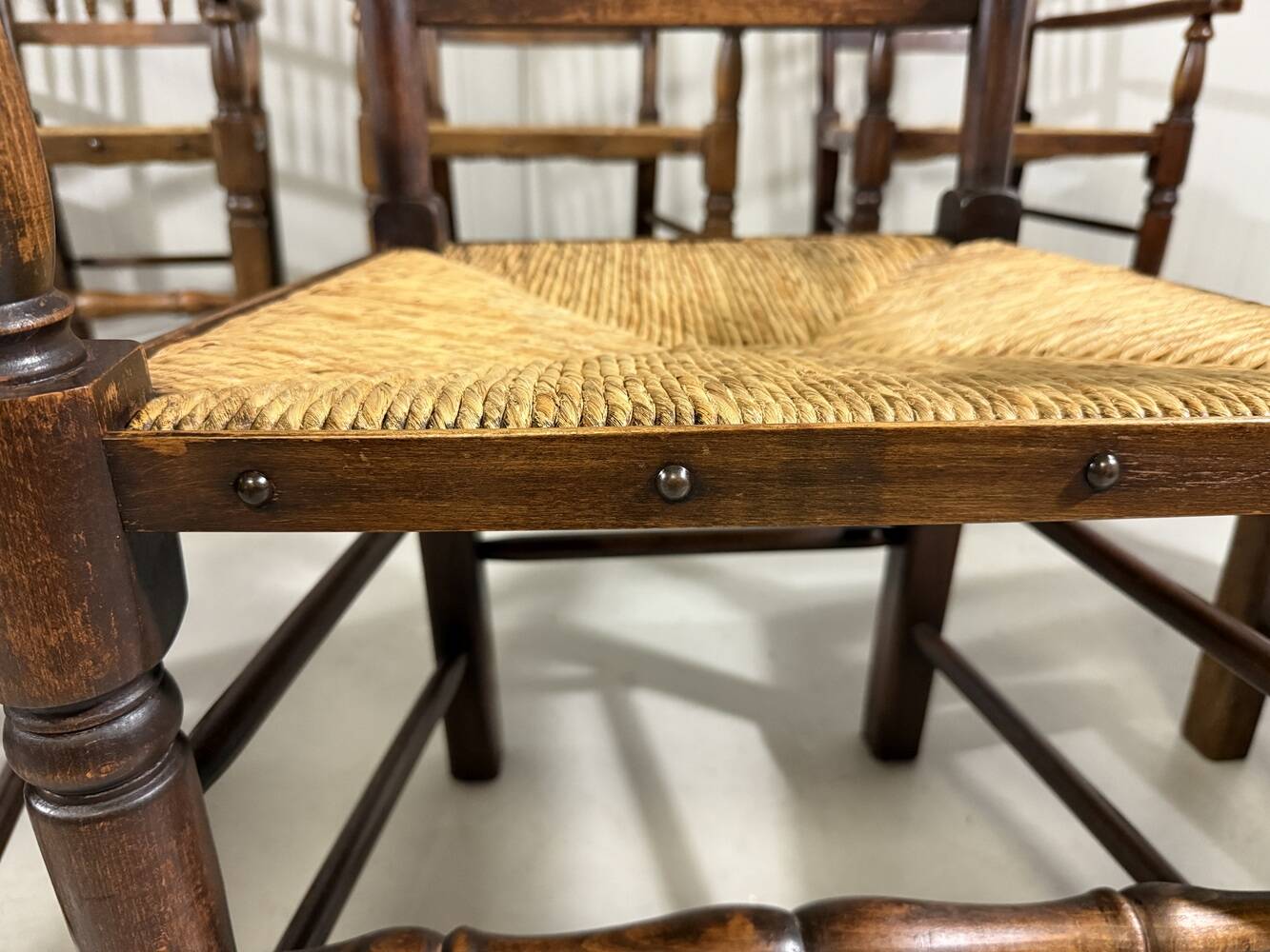 Lancashire spindleback dining arm chairs 1900's