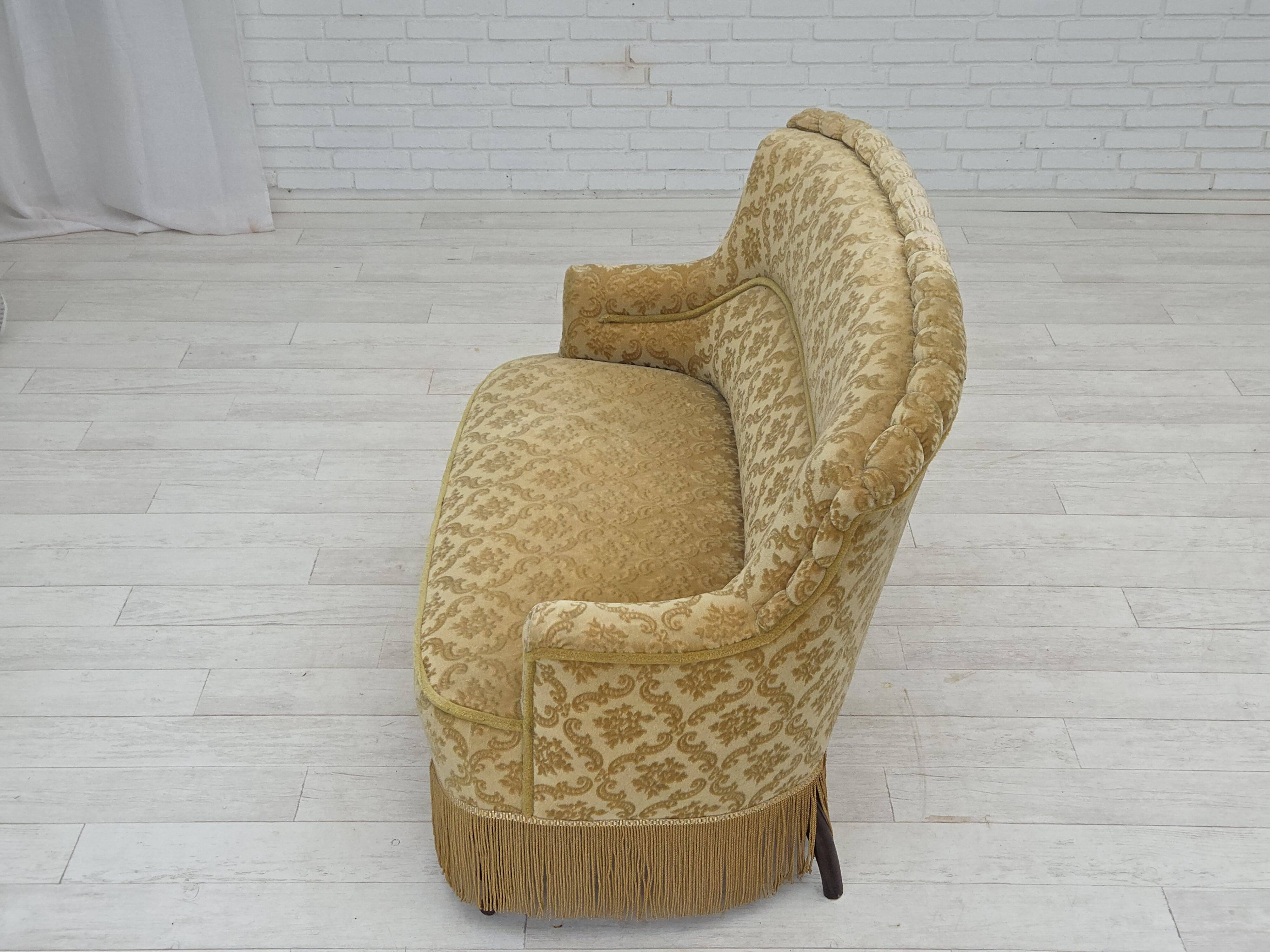 1950s, Danish 2-seater sofa, green/honing furniture velour.