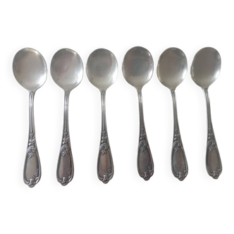 Set of 6 small silver metal spoons