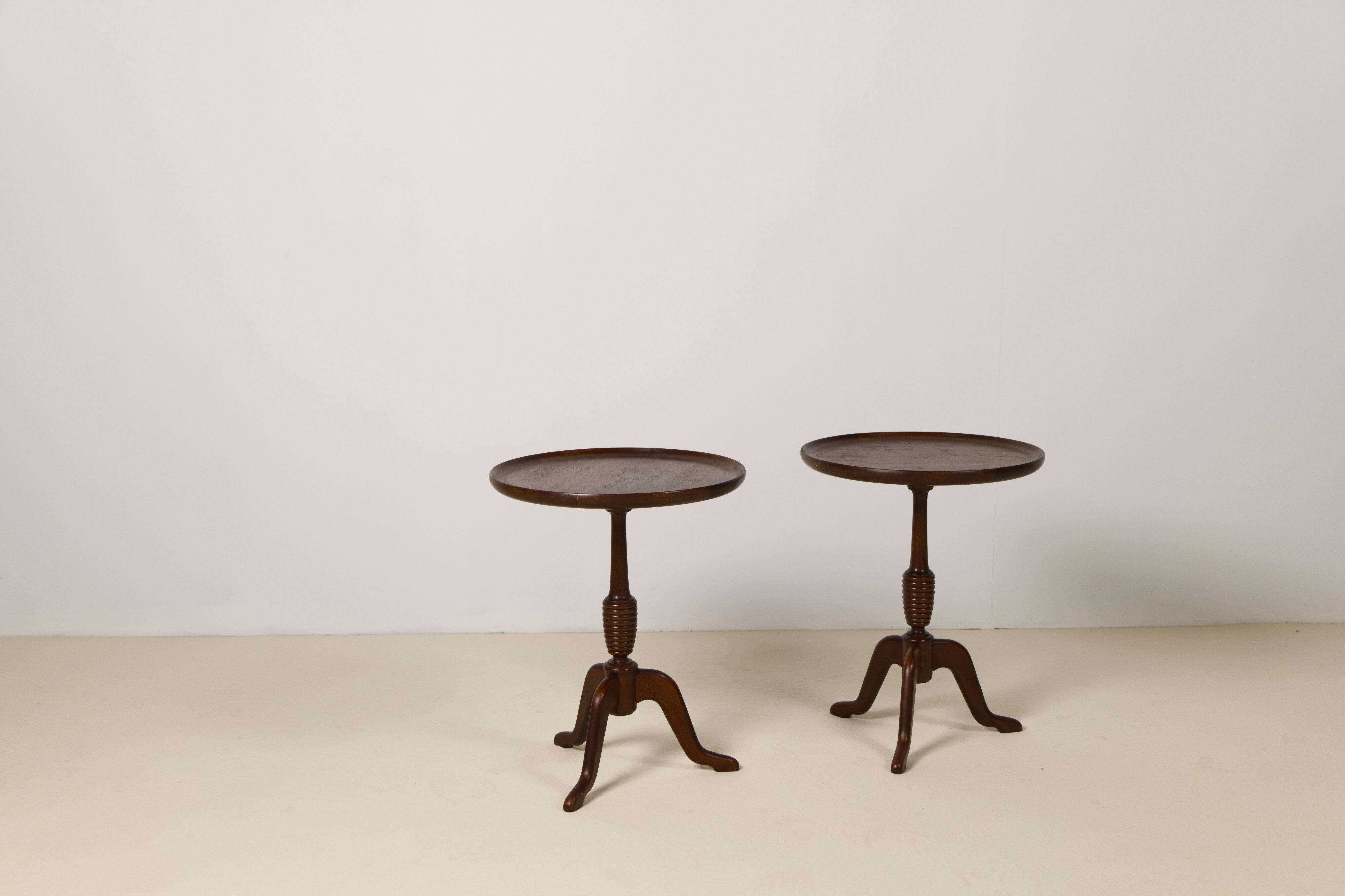 Pair of Mahogany side tables by Anton Kildeberg, Denmark 1960's