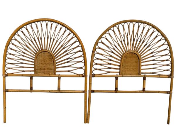 Paire de tête de lit en rotin France 1960
