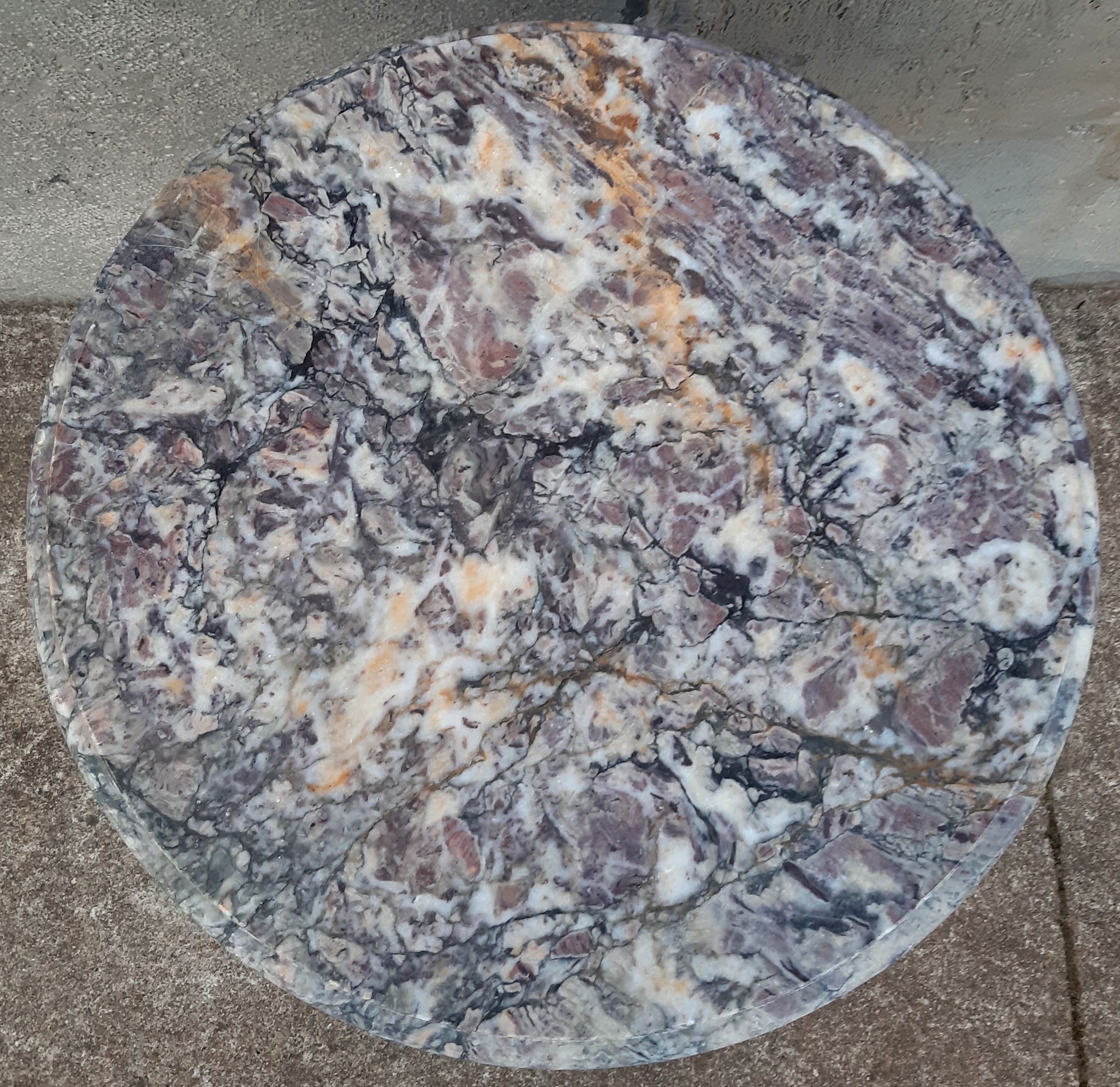 Pedestal table cast iron, marble top