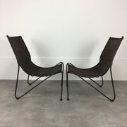 Pair of rattan and steel wire armchairs by frederick weinberg