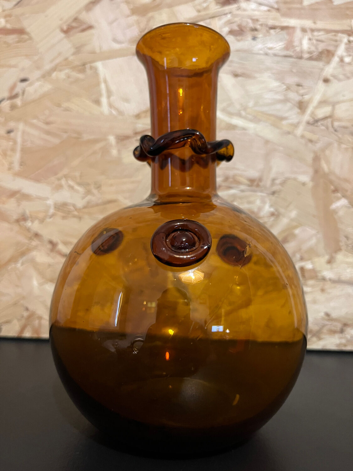 Amber blown glass vase