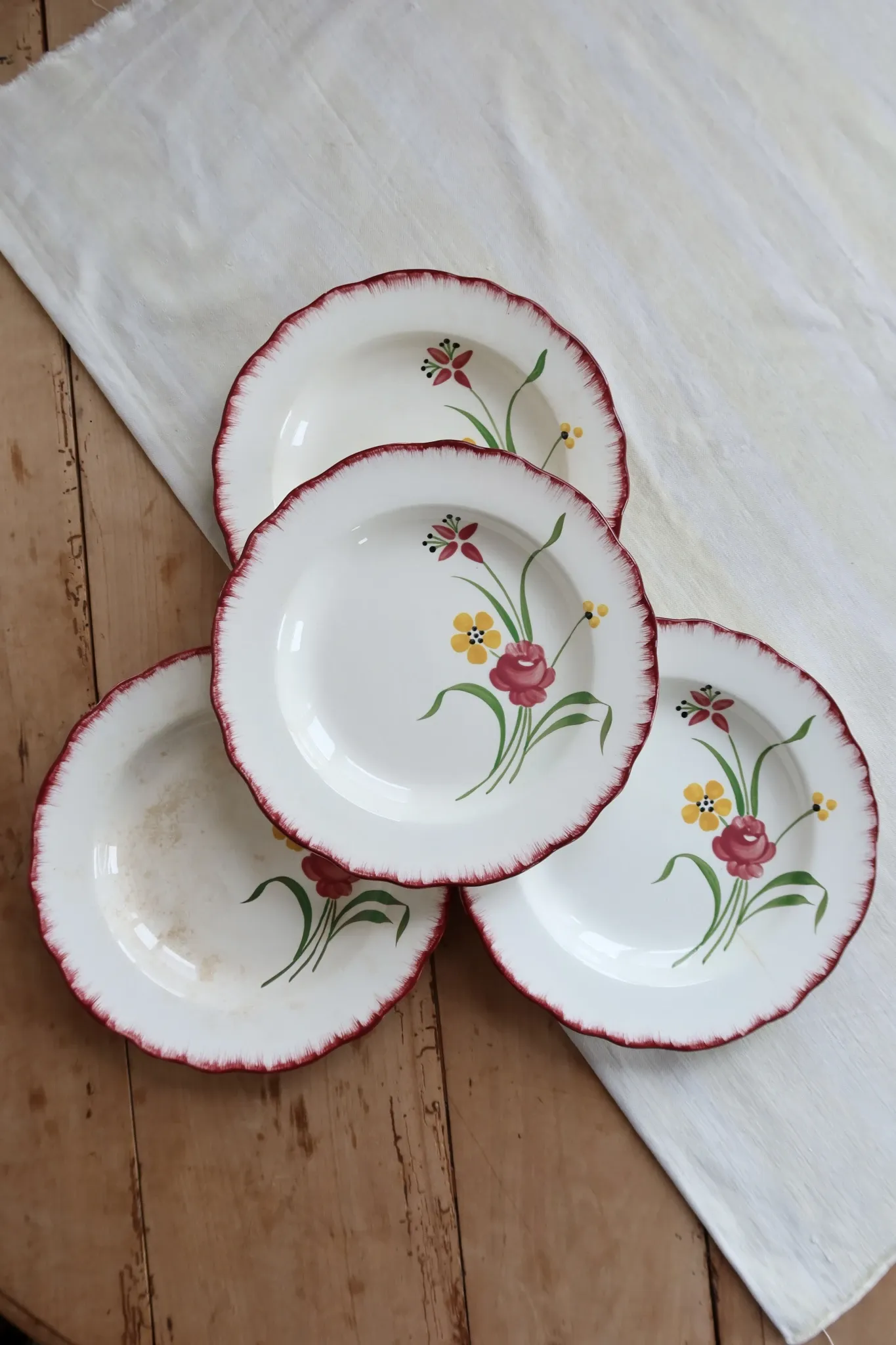 4 vintage deep plates, ironstone Salins model Pierrette