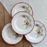 4 vintage deep plates, ironstone Salins model Pierrette