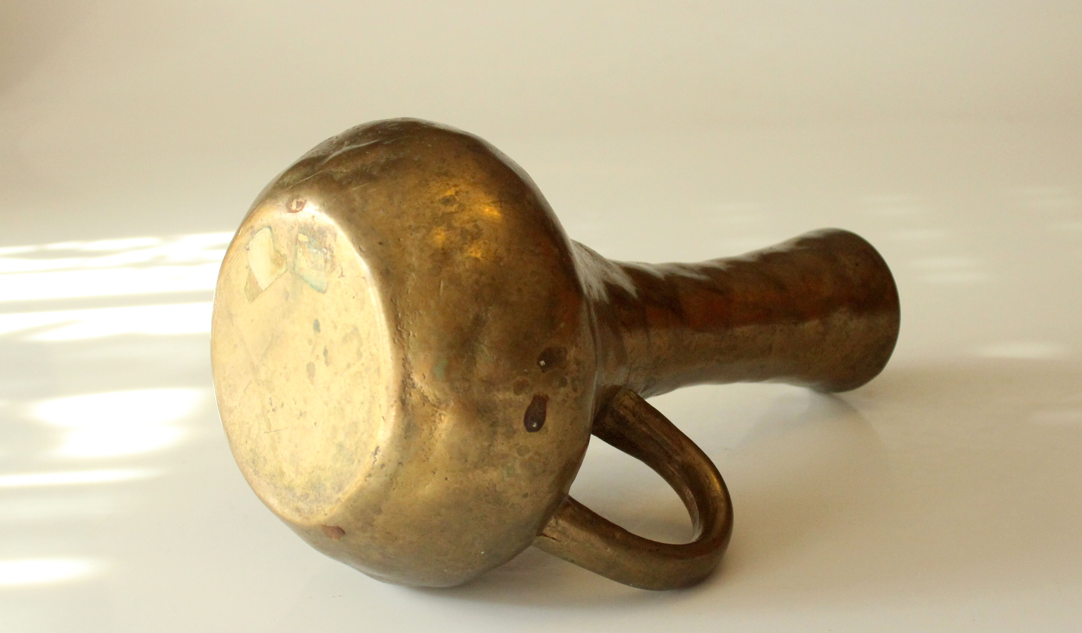 Solid  heavy brass vase in typical brutalism style