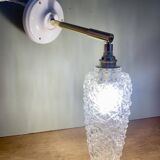 Applique tulipe vintage en verre pointe de diamant
