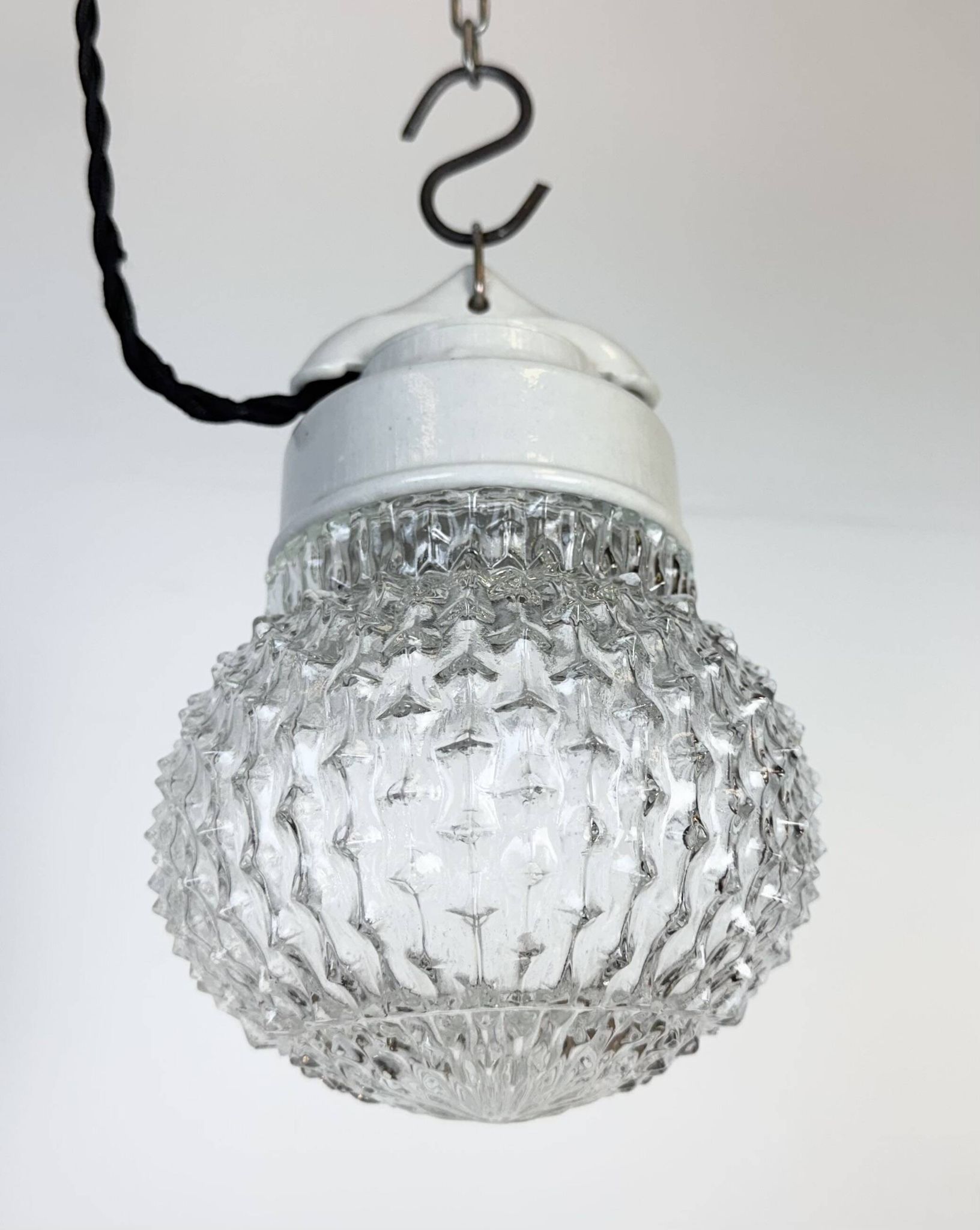 Vintage White Porcelain Pendant Light, 1970s
