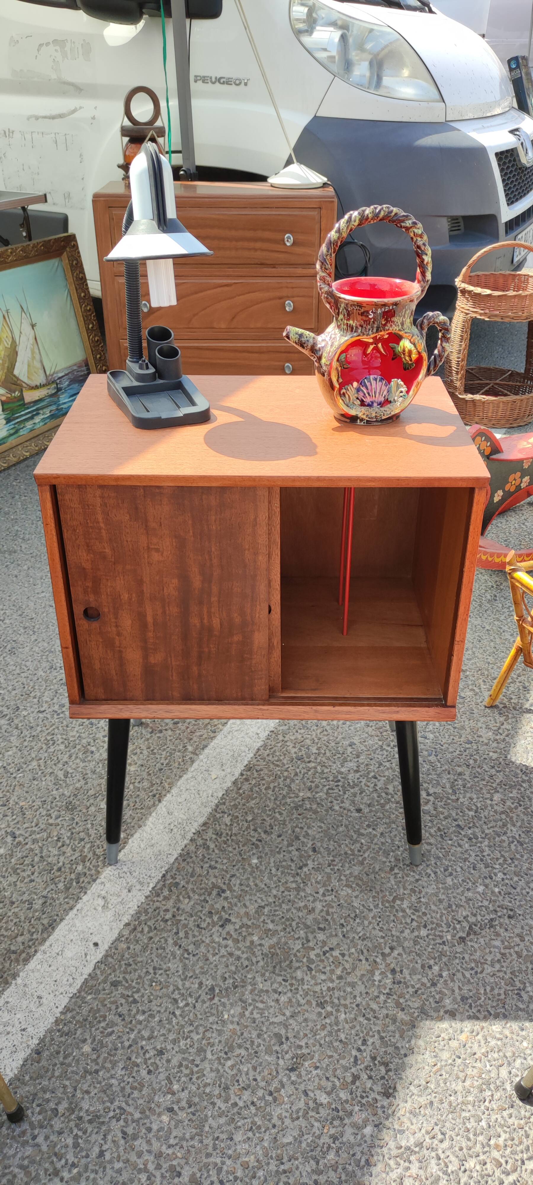 Vinyl storage cabinet double sliding door