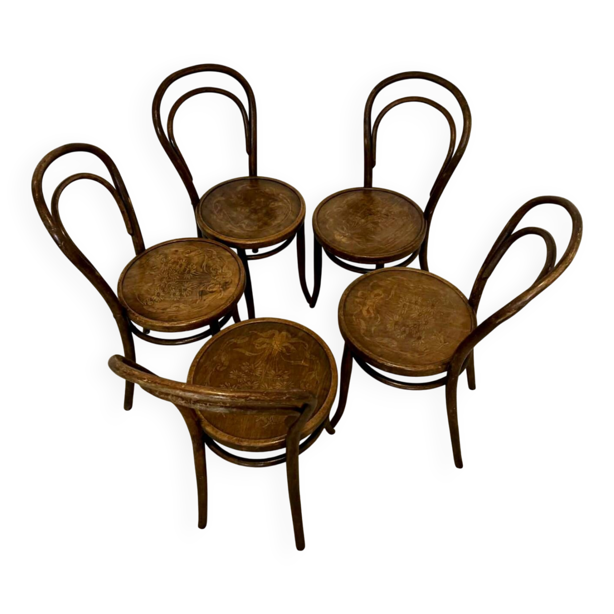 5 Thonet bistro chairs in curved wood