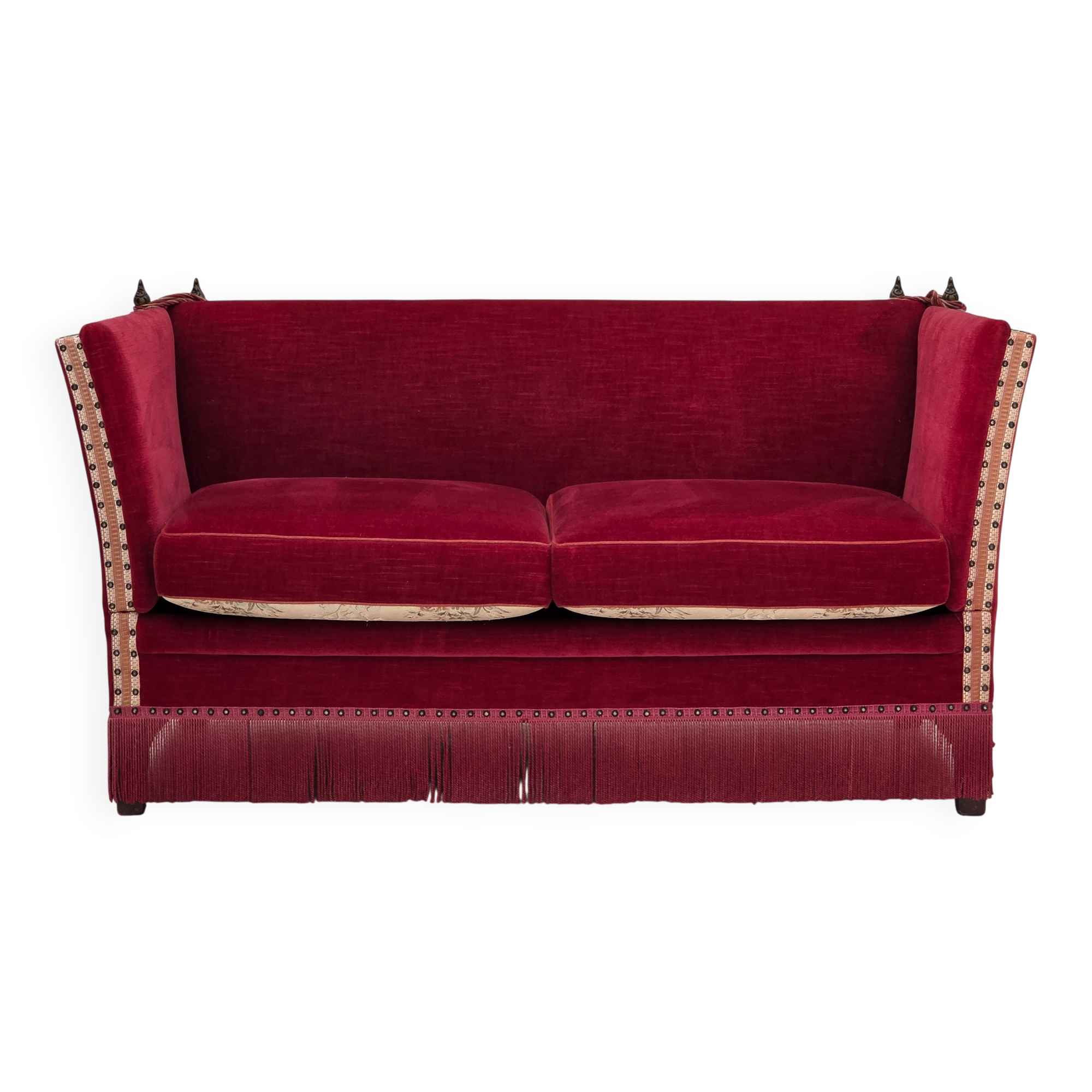1970s, Danish 2-seater drop arm sofa, furniture velour.