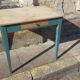 Table de ferme d'appoint patine turquoise
