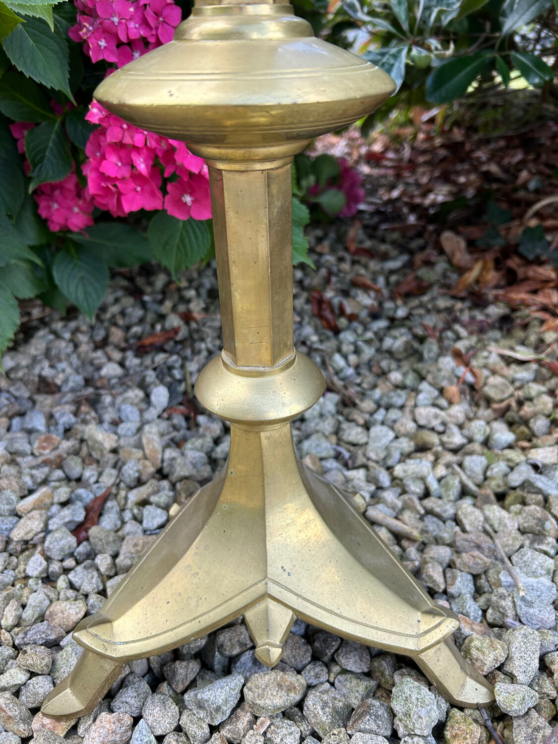 Large solid brass candle holder