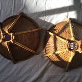 Set of two bamboo and cane lampshades