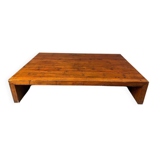 Grande table basse en bambou, années 1980.
