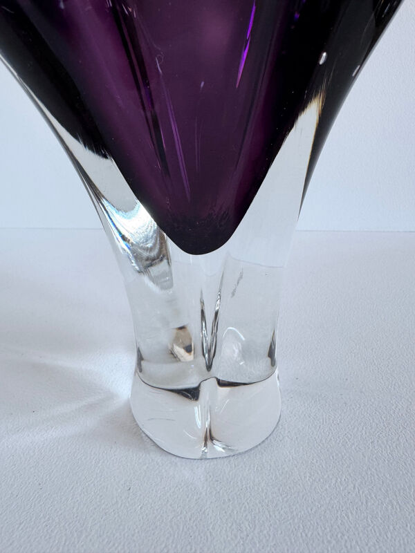 Vase en verre Murano fait main vintage de style mid-century moderne