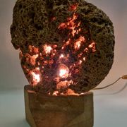Sculptural lamp in openwork mineral concretion, brutalist style – 42 cm