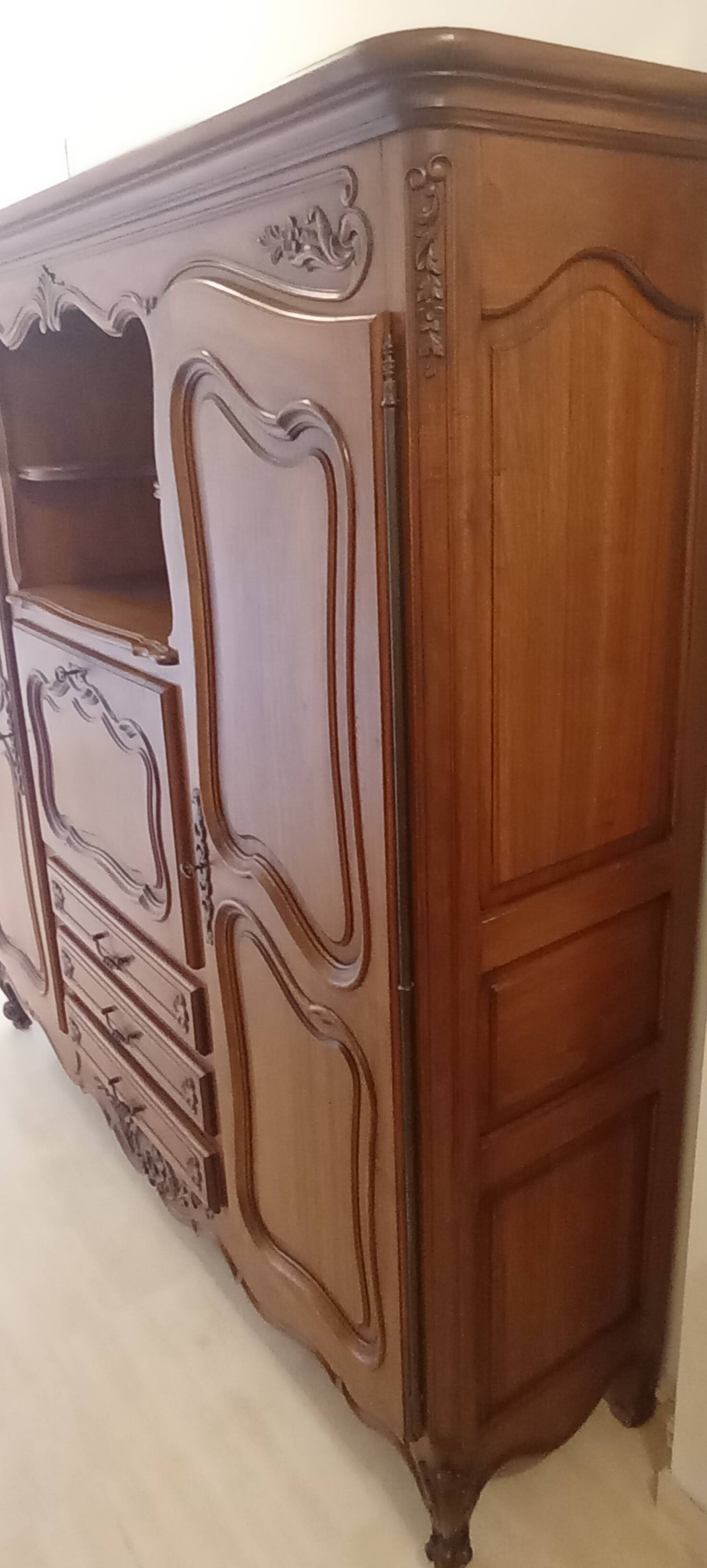 Large walnut bookcase.