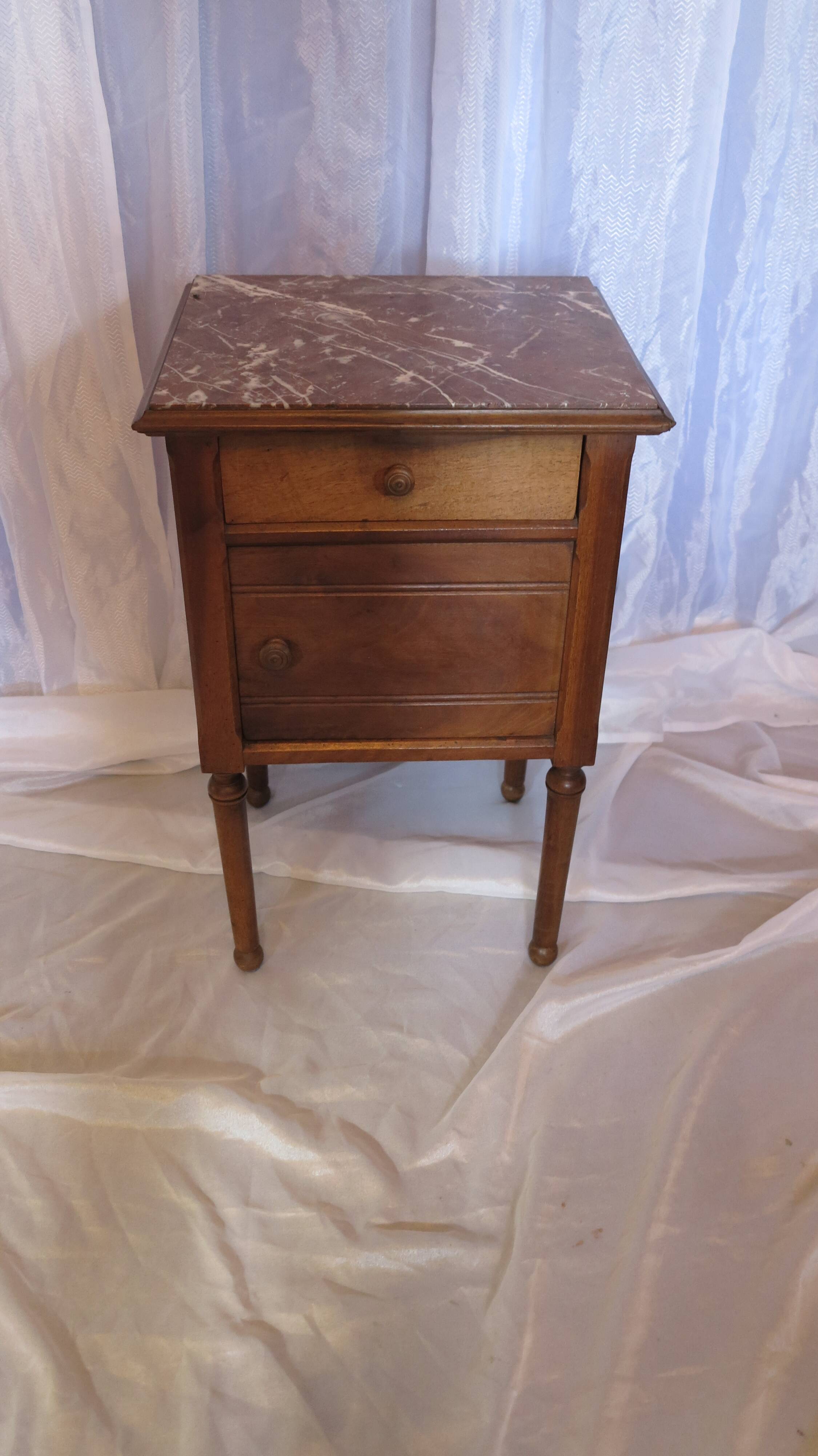 Nightstand walnut with marble top